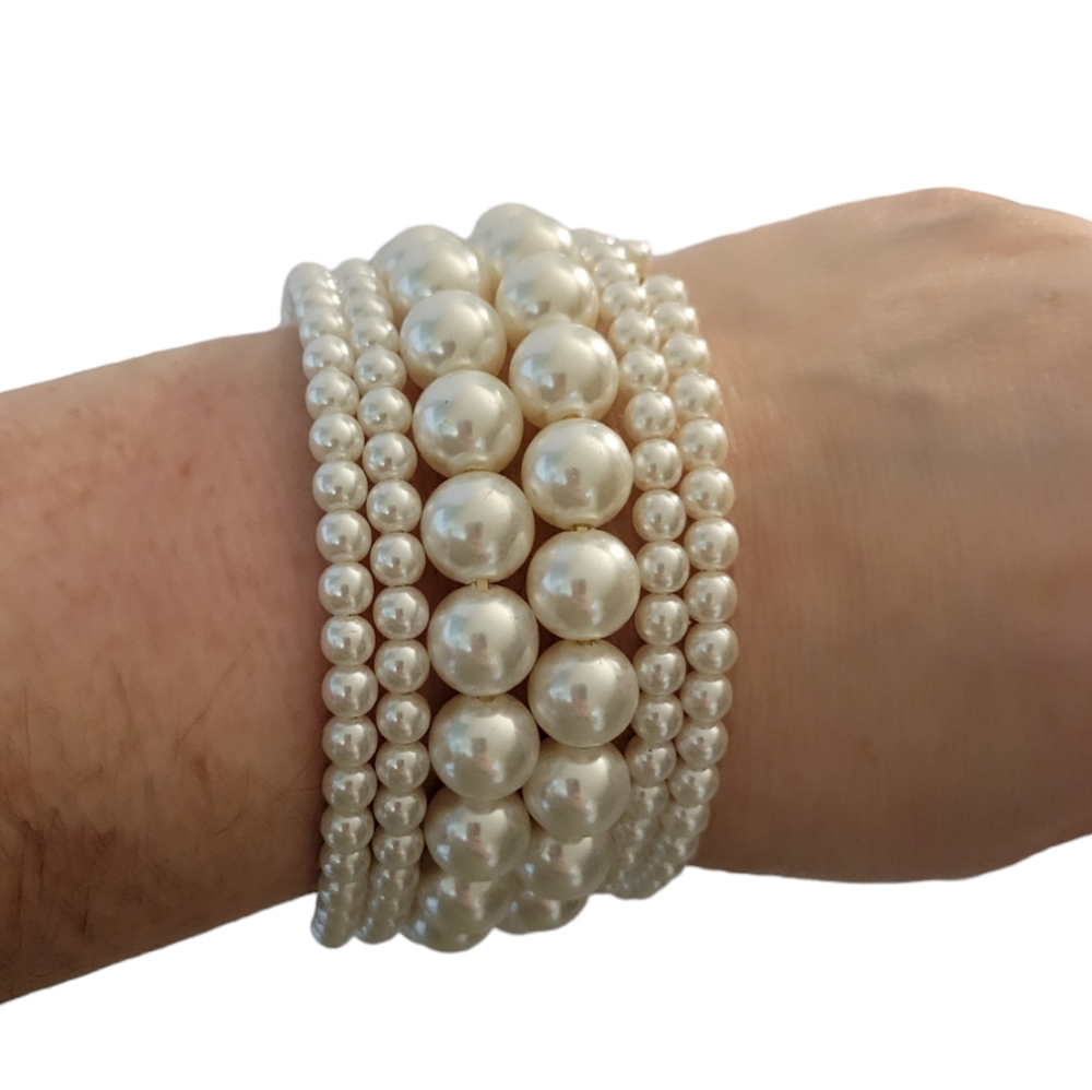 Wire wrap coil Bracelet Faux Pearl Prom
